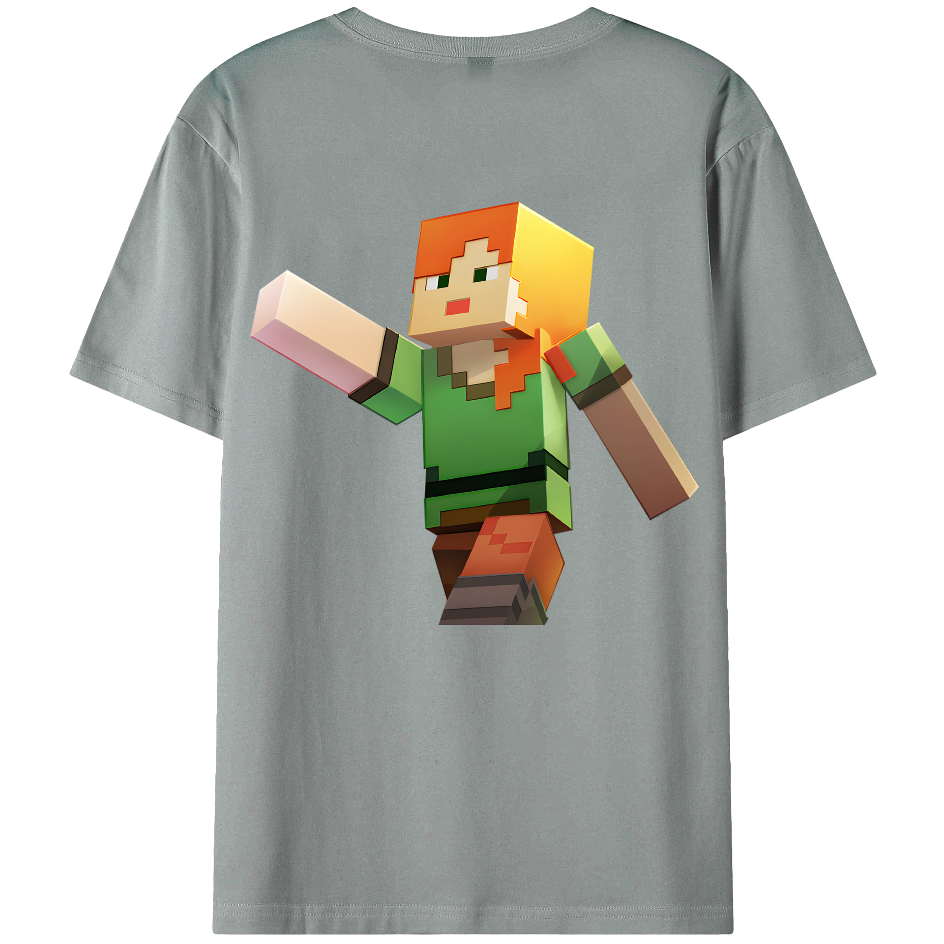 （画像用） マインクラフト ブロックの世界 Minecraft MC Block world 綿100％ メンズ半袖Tシャツ（バックプリント） 通気性